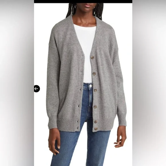 Madewell V-Neck Merino Wool blend  Relaxed Cardigan Heather Pewter, size M - Picture 11 of 11